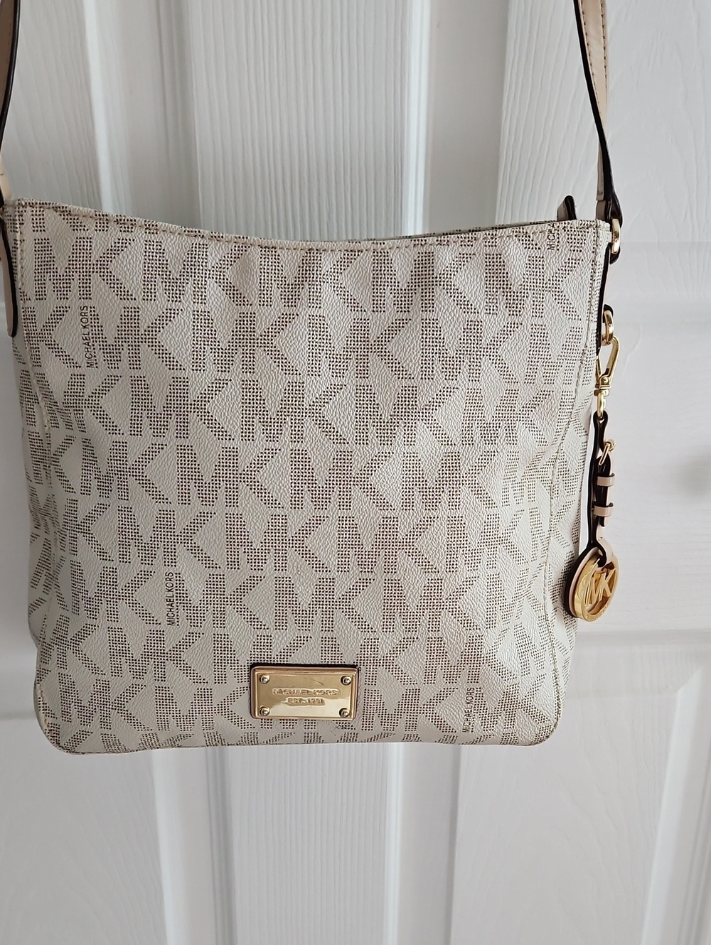 Michael Kors Cream Logo Crossbody with Gold Hardware
